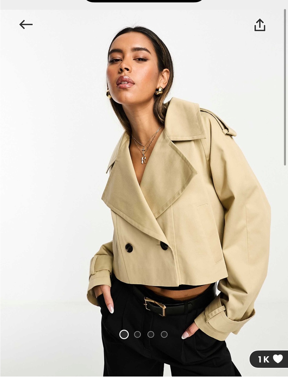 ASOS Cropped Trench Coat in Beige